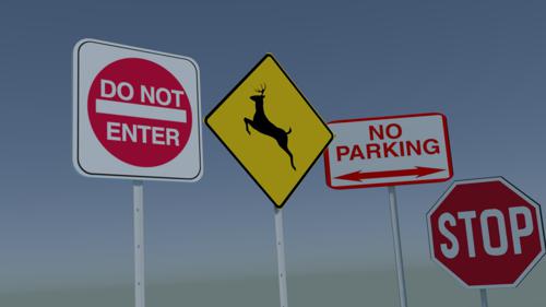 Traffic Signs - UV Unwrapped and UVs provided preview image